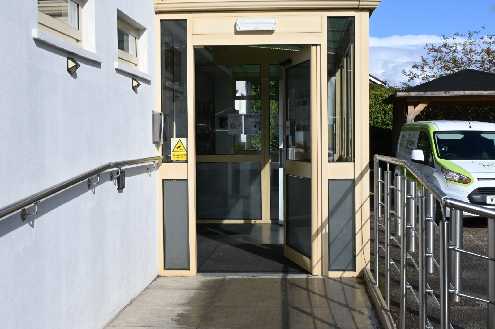Side view of ramp to front door